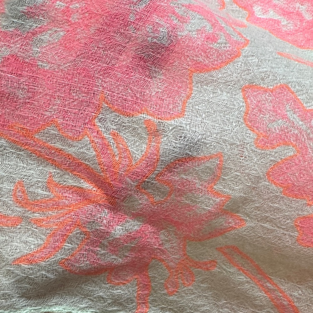 Gap Floral Scarf Cotton Wool Blend Semi Sheer Oversized Lightweight Wrap - Picture 6 of 7